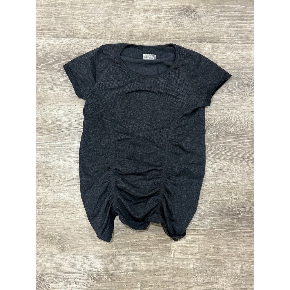 Athleta Fast Track Tee Diamond Shirt Womens Small Black Activewear Running
